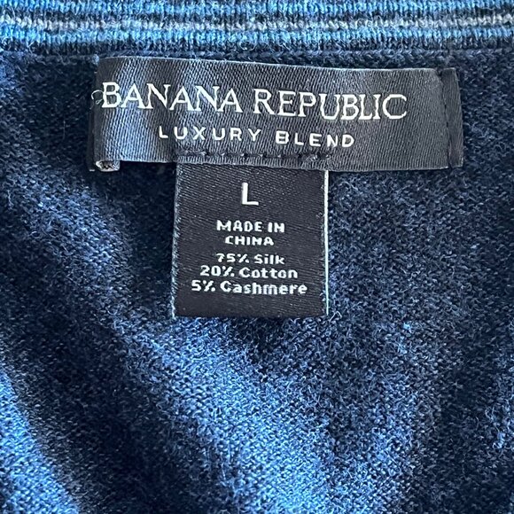 Banana Republic Luxury Blend Cashmere, Silk Navy Blue Sweater Mens Sz Large LG - Picture 6 of 7